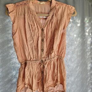 Light Pink Button-Down Sleeveless Blouse